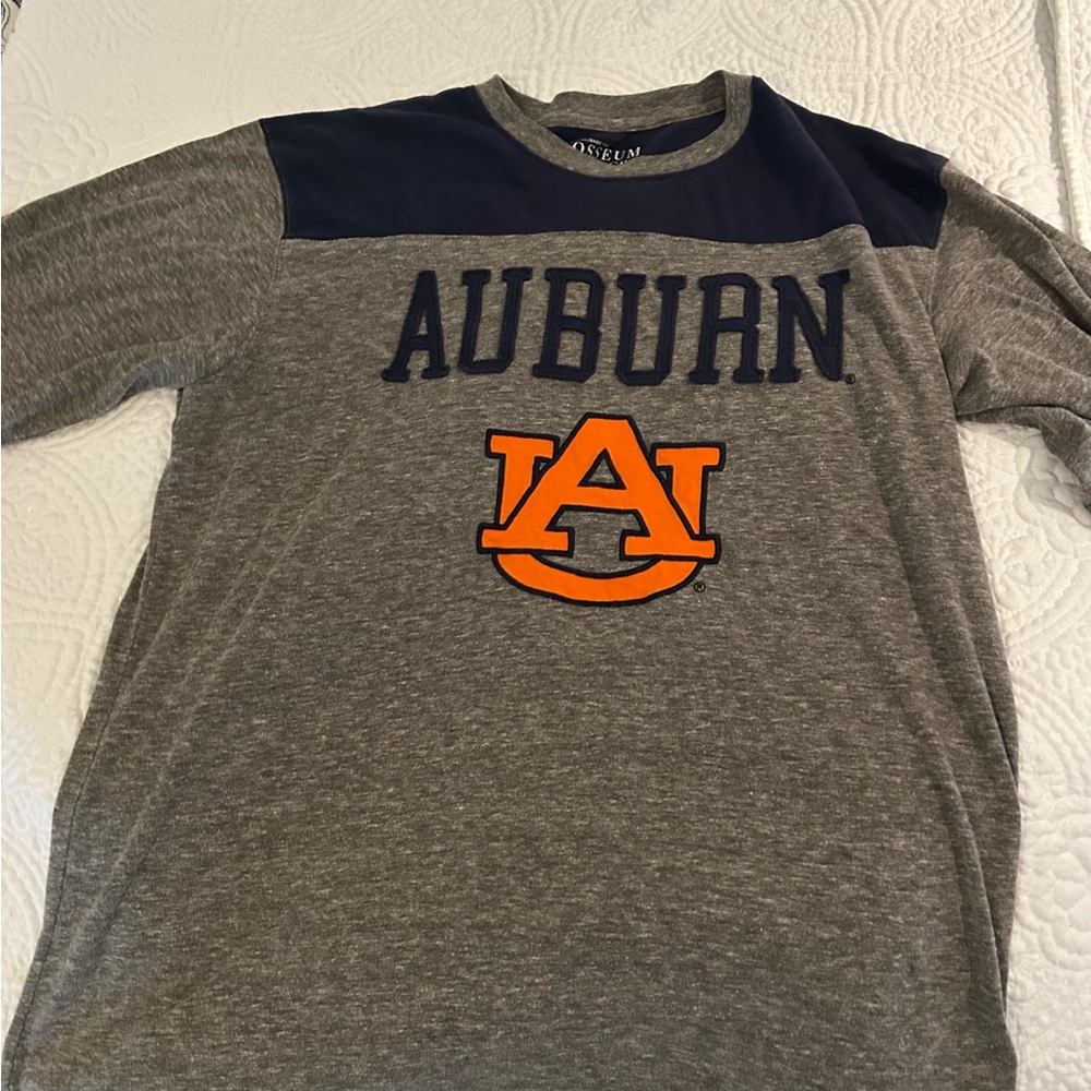 Colosseum Gray and Blue Long Sleeve Tee Auburn